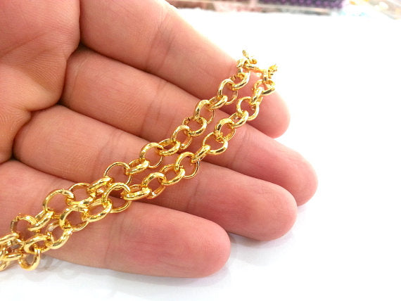 WT-BC014 18K Gold Plated Brass Rolo Chain 8mm