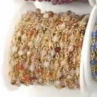 WT-RBC207 Wholesale Fashion Gold Electroplated Colorful Natural Gemstone Beads Chain Handmade Stone Made Rosary Beads Chain