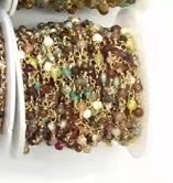 WT-RBC207 Wholesale Fashion Gold Electroplated Colorful Natural Gemstone Beads Chain Handmade Stone Made Rosary Beads Chain