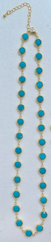 WT-JFN72 Trendy Elegant Style Gold Plated Natural Turquoise Chain Necklaces Bracelets With Different Size For Women Gift Jewelry