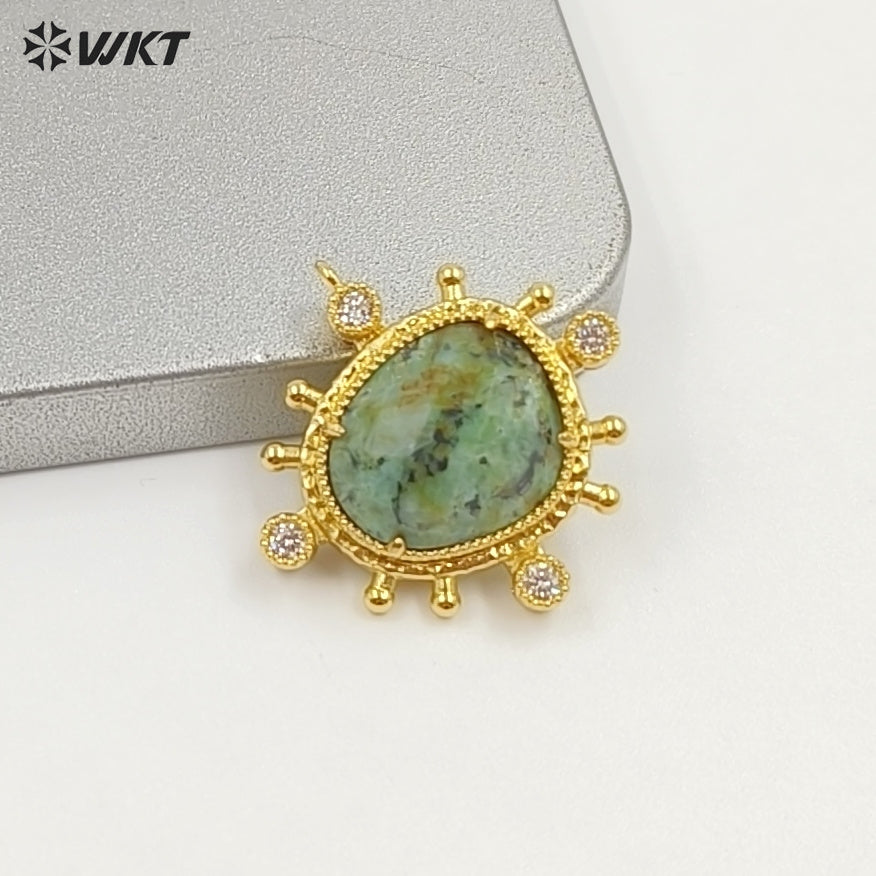 WT-P2102 Unique Delicate Jewelry 18K Gold Plated Multi Natural Gemstones Little Pendants For Female Handmade Earring DIY