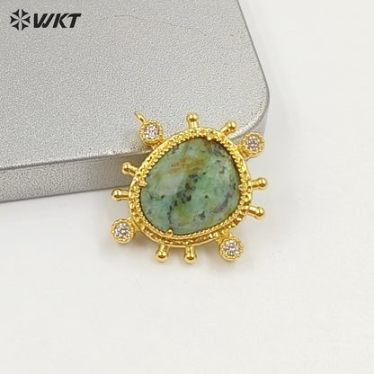 WT-P2102 Unique Delicate Jewelry 18K Gold Plated Multi Natural Gemstones Little Pendants For Female Handmade Earring DIY