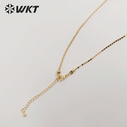 WT-BFN058 Unique Korea Handmade Brass Chain with 18k Real Gold Plated Resist Tarnishale Beads Metal Chain Necklace Jewelry Chain