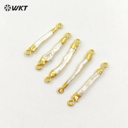 WT-C131 WKT Beautiful Fresh Pearl Pendant With Metal Plated Top Connector for Necklace and Bracelet Connector Jewelry Findings