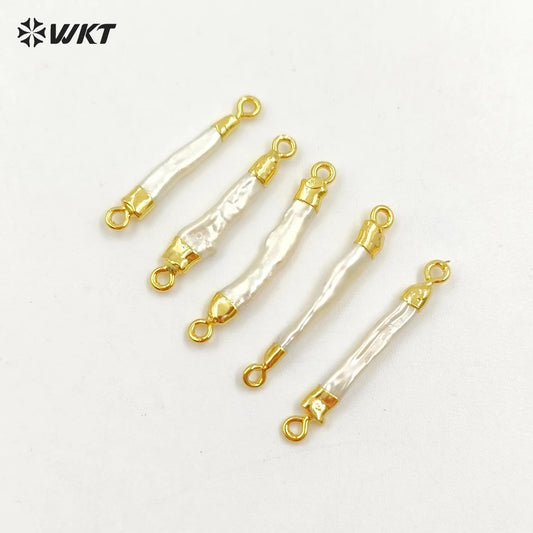 WT-C131 WKT Beautiful Fresh Pearl Pendant With Metal Plated Top Connector for Necklace and Bracelet Connector Jewelry Findings