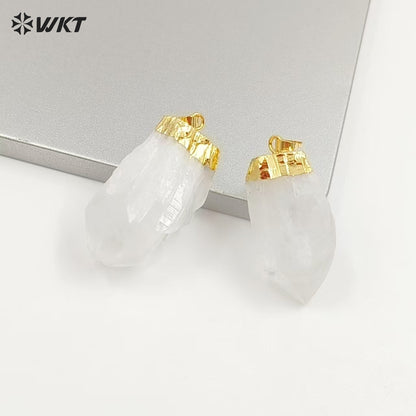 WT-P968 Exclusive Crystal Point Pendant Wholesale,Natural Crystal Point Pendant Crystal Stone with Gold Electroplated
