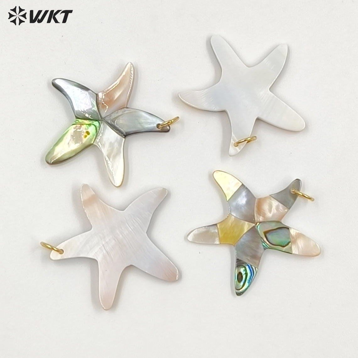 WT-JP461 Newest Unique Trendy Style Natural Shell Splicing Star Shape Gold Charm Pendant For Handmade Jewelry Findings