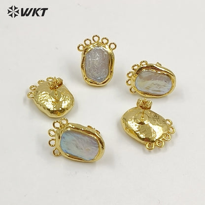 WT-MPE188 Exclusive Elegant 18K Gold Plated Natural Freshwater Pearl Earrings With Hoops For Women DIY Fashion Jewelry