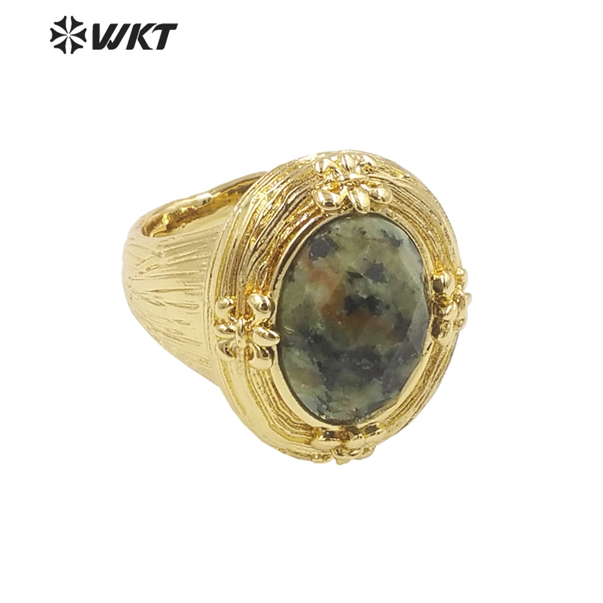 WT-R486 WKT Fashion Design Trendy Gift for Women Round Shaped Colorful High Quality Gorgeous Natural Gemstone Ring