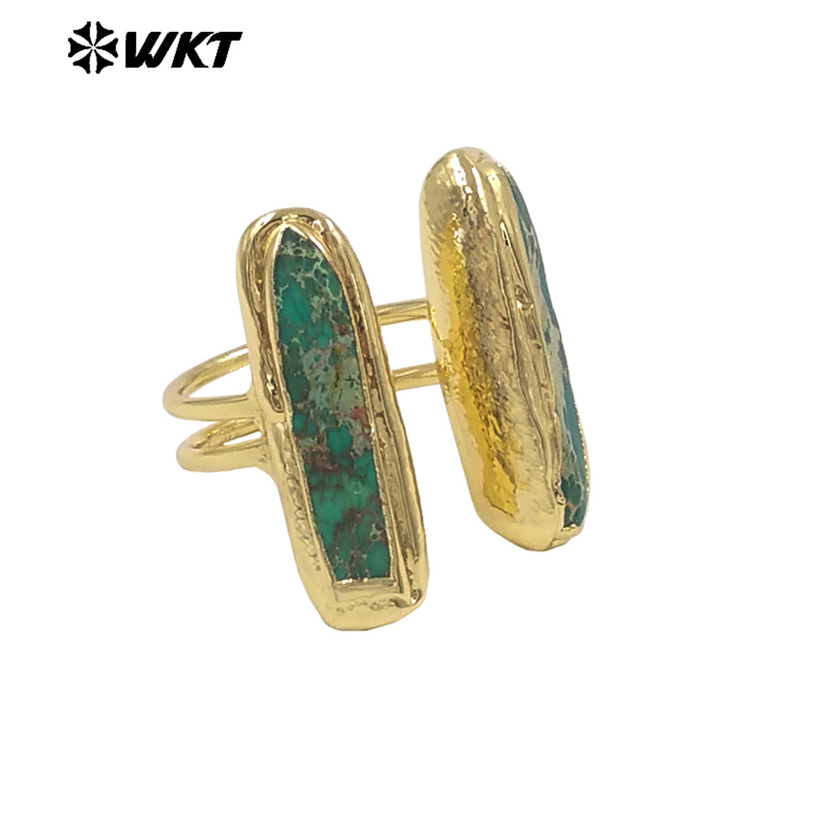 WT-R610 Popular Sale 18K Gold Plated Double Natural Gemstones Rings Adjustable Size As Female Fashion Daily Matching Jewelry