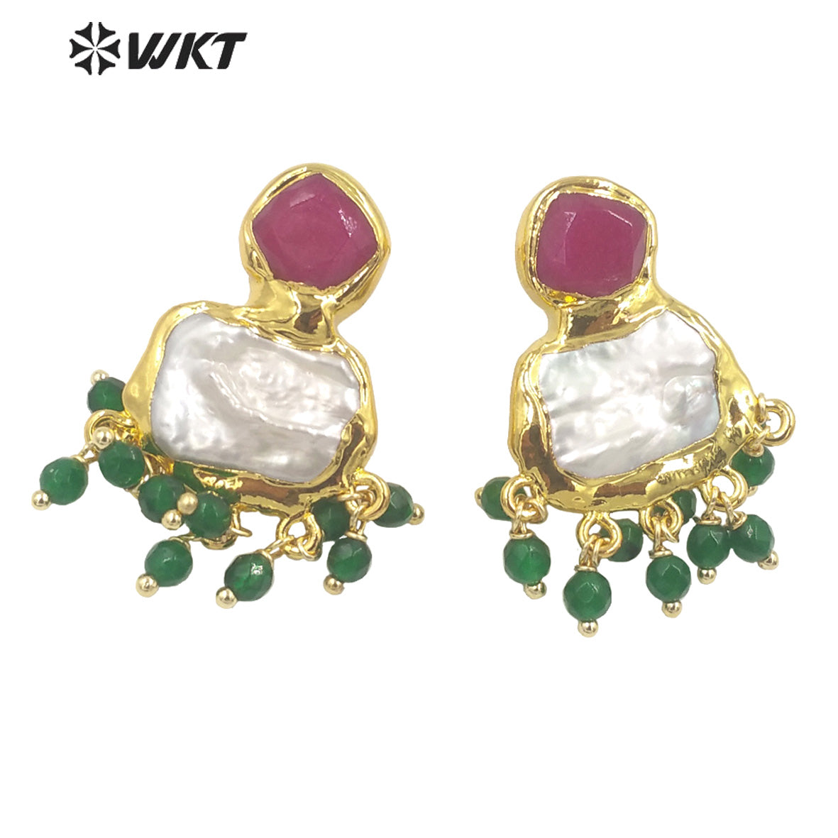 WT-MPE118 Gorgeous Fashion Dangling Charm Natural Freshwater Pearl Earrings Amazing Women Anniversary Gold Statement Studs