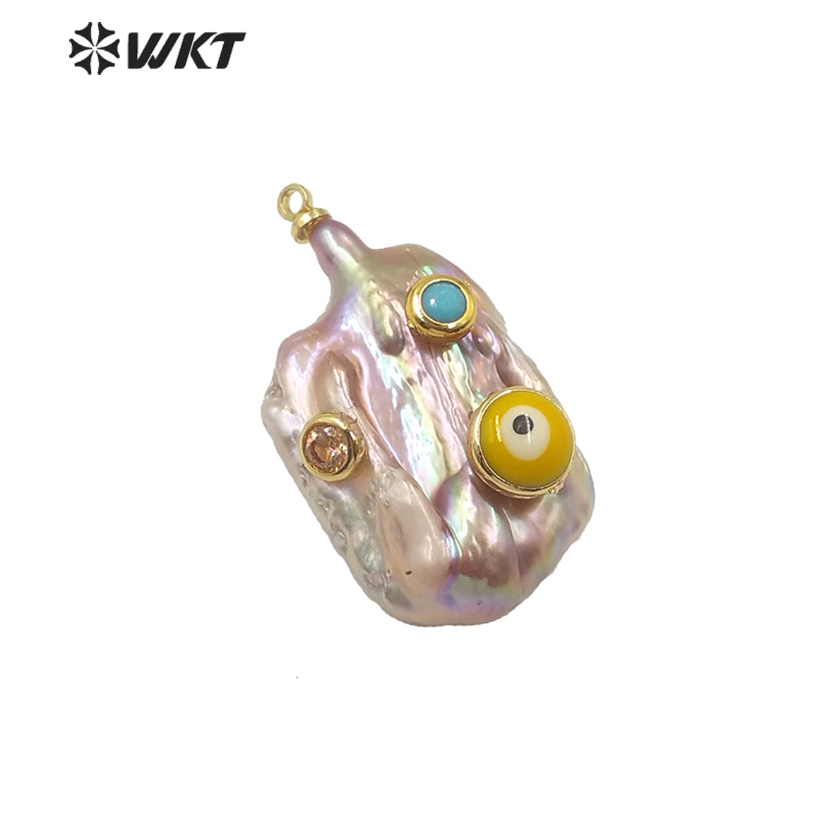 MP141 Hot Sales Natural Freshwater Pearl Pendant Long Rectangle White Pearl Pendant With CZ Charms for Necklace