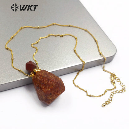 WT-N1171 Newest Natural Green Fluorite Stone Perfume Bottle Necklace Rhodonite Necklace Women Stylish Moss Agate Necklace