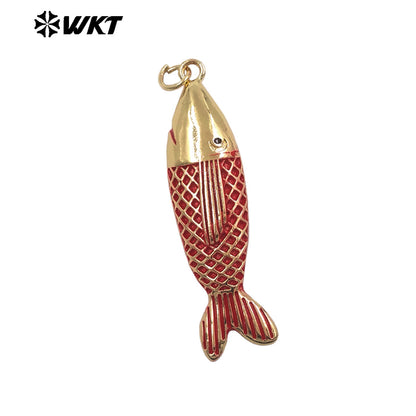 WT-P2116 Delicate Lovely Style Gold Plated Multiple Colors Drop Oil Little Fish Pendants For Women Earrings DIY Making