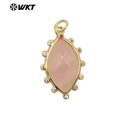 WT-P1975 Europe Delicate Kinds of Gemstone Tiger Eye With Cubic Zircon Setting Charming Jewelry Stone Pendant