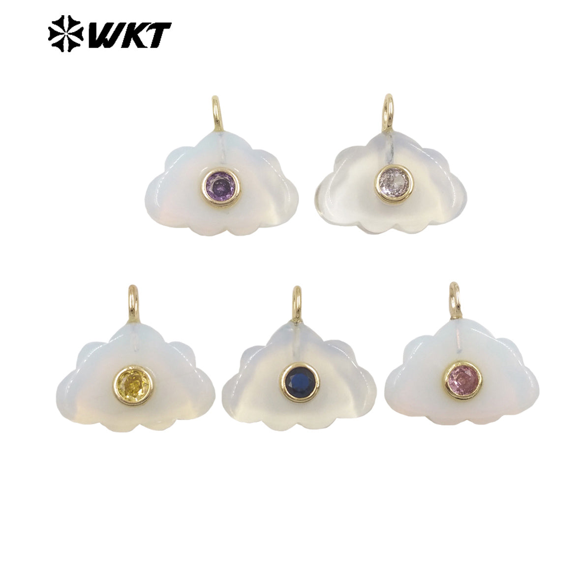 WT-P2135 Lovely Design Multi Colors Zircon And Natural Gemstones Cloud Shape Pendants As Necklace Earrings Making Findings