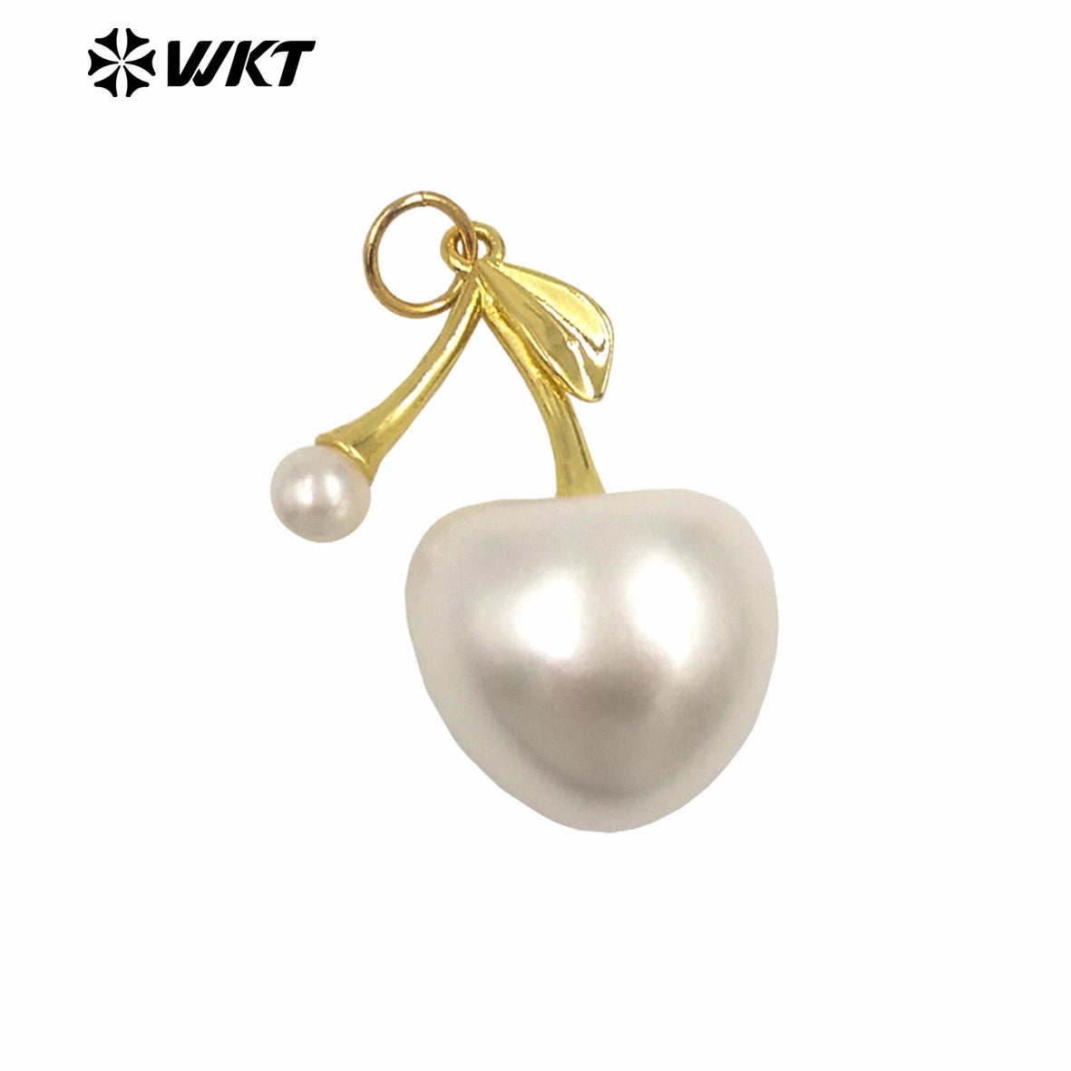 WT-JFE148 New Sales Cherry Charms Metal Yellow Brass With Drop Oil Red/ White Color Gold Plated Pendant Finding For Earrings DIY