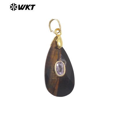 WT-P2044 New Arrival Natural Stone And Zircon Waterdrop Shape Lovely Charms Pendant As Women Elegant Earrings DIY Accessory