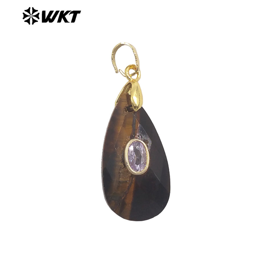 WT-P2044 New Arrival Natural Stone And Zircon Waterdrop Shape Lovely Charms Pendant As Women Elegant Earrings DIY Accessory