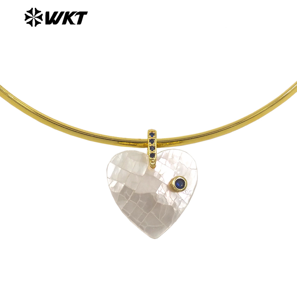 WT-JN387 Minimalism Design White Shell And Zircon Heart Shape Pendant Necklace Choker As Female Party Decorative Jewelry