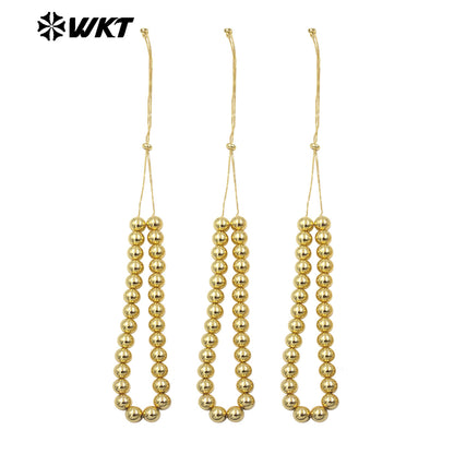 WT-JFN13 Wholesale Most Popular Hand Strand Round Ball Beads 18K Real Gold Plated Simple Unique Chain Necklace Different Size