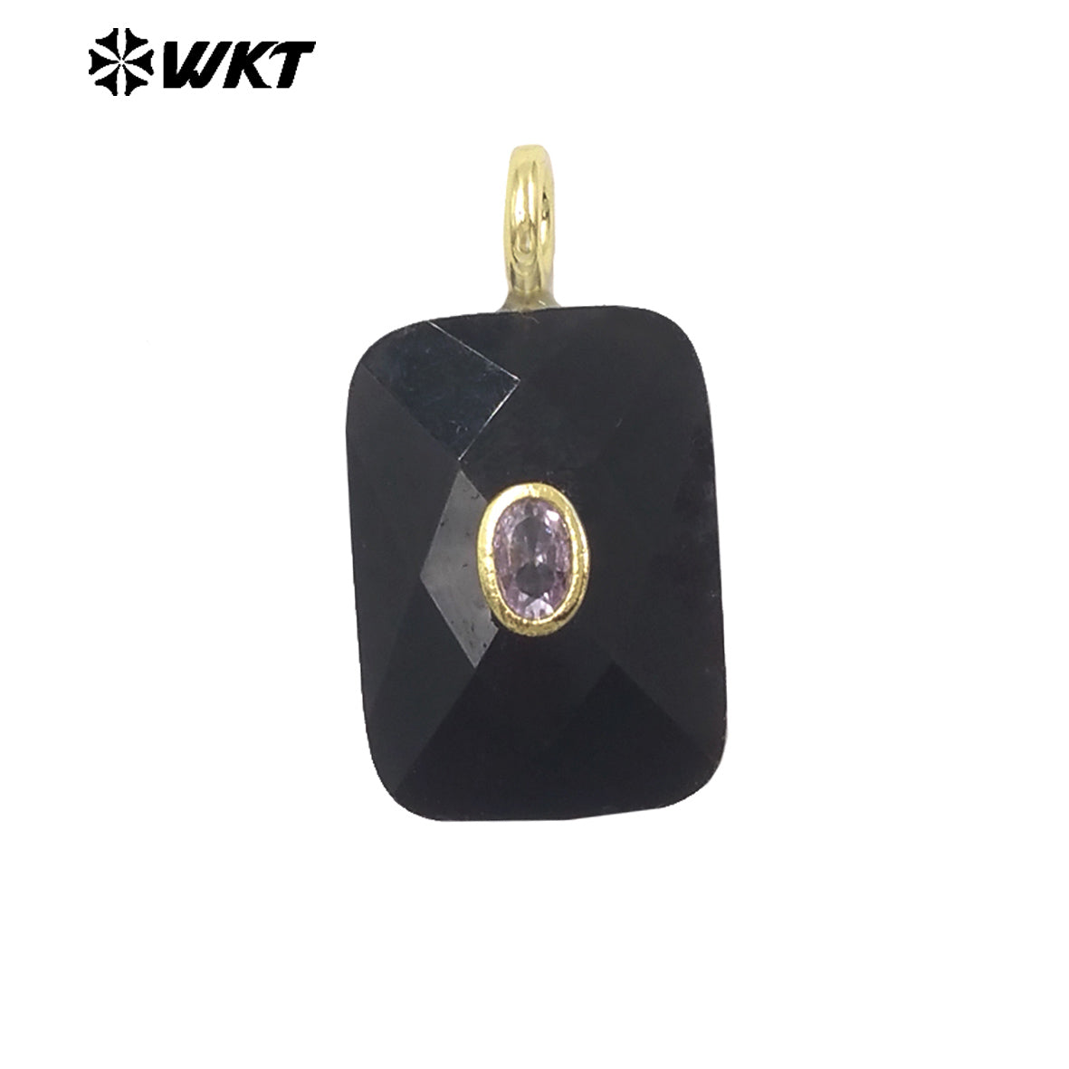 WT-P2107 High Quality Colorful Zircon And Natural Gemstone Faceted Rectangle Pendants As Women Simple Jewelry Accessories