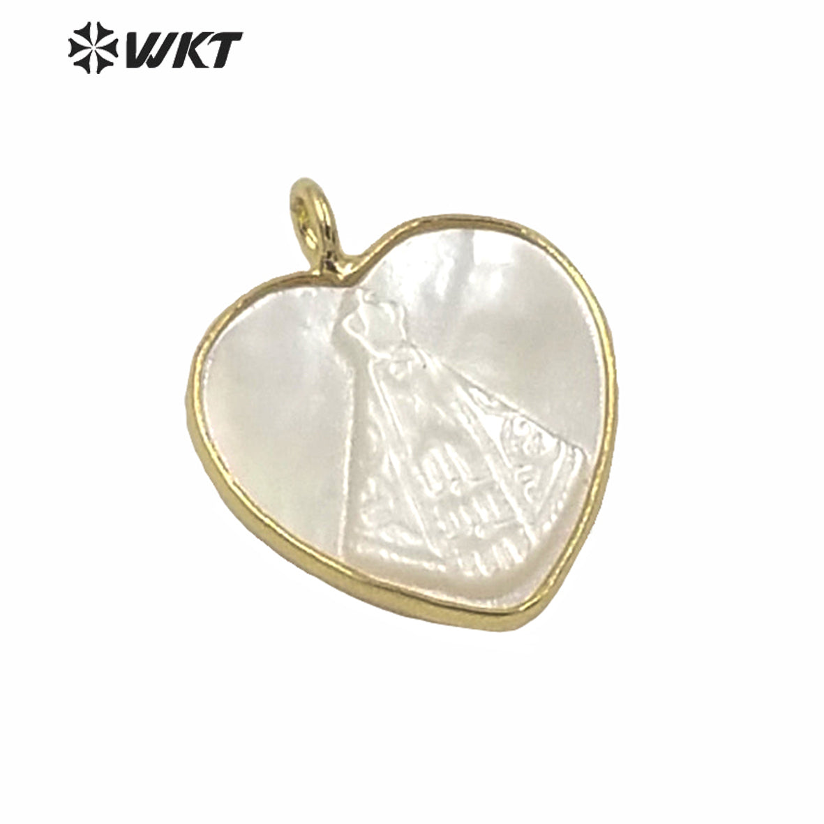WT-JP233 WKT New Design Populared Hot Religious Mary Pendant Gold Bezel Setting Angel White Madonna Pendant Virgin Mary Pendants