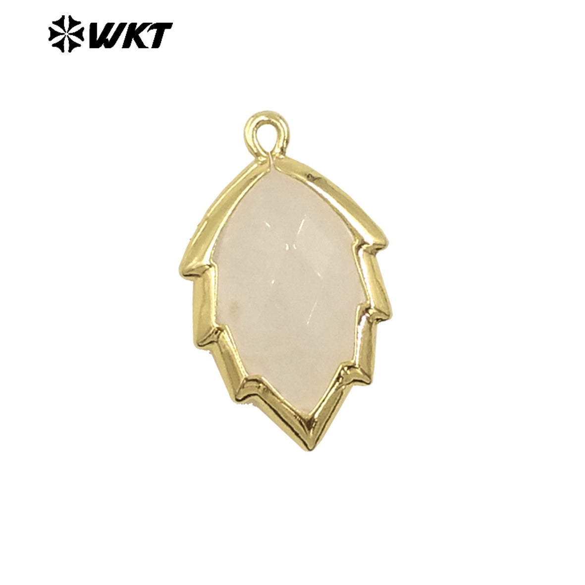 WT-P1990 Simple and Small Natural Multi-Type Gemstone 18K Gold Plated Delicate Leaf Shape Pendant Unisexes Jewelry DIY Necklace