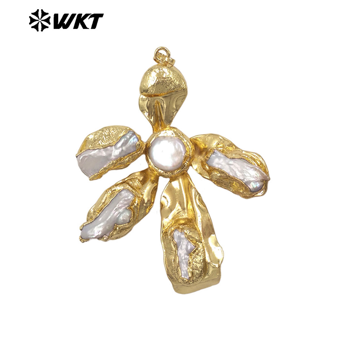 WT-JP453 Delicate Design 18K Gold Plated Natural Freshwater Pearl Windmill Shape Lovely Pendants As Necklace Findings