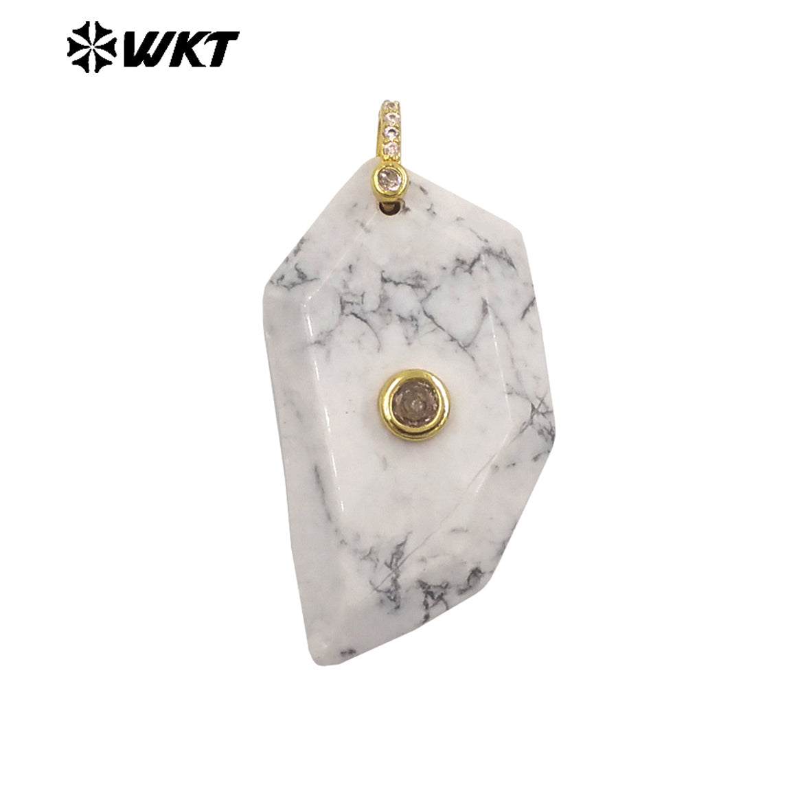 WT-P2145 Factory Wholesale Natural Gemstones Setting In Zircon Geometric Shape Gold Pendants For Women Earrings Handmade