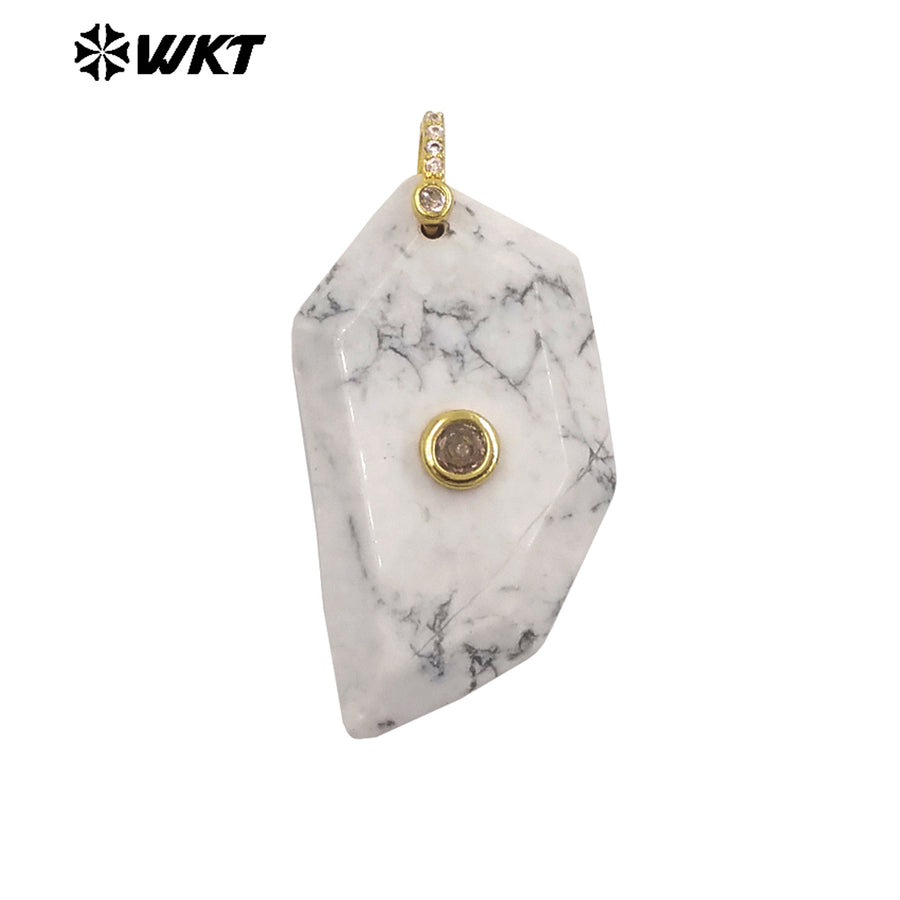 WT-P2145 Factory Wholesale Natural Gemstones Setting In Zircon Geometric Shape Gold Pendants For Women Earrings Handmade