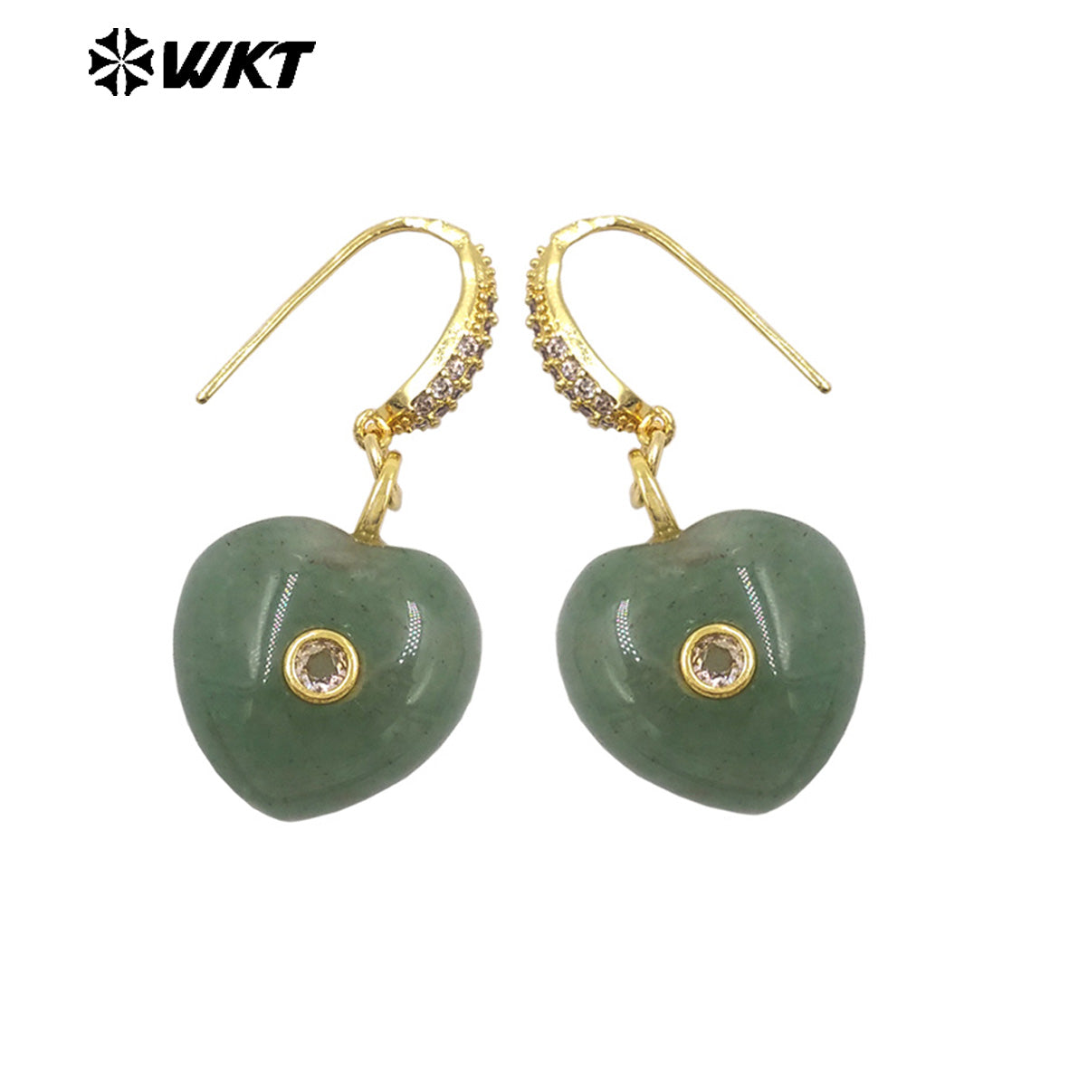 WT-E817 High Quality Zircon And Colorful Natural Gemstone Heart Shape Pendant Earrings As Friends Romantic Jewelry Gifts