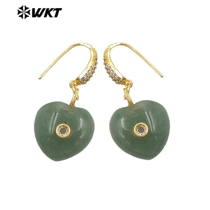 WT-E817 High Quality Zircon And Colorful Natural Gemstone Heart Shape Pendant Earrings As Friends Romantic Jewelry Gifts