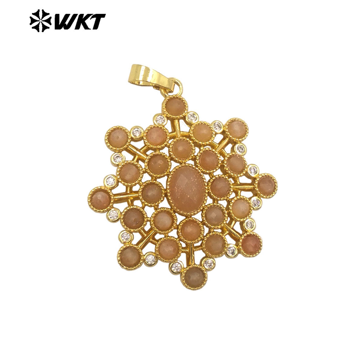 WT-P1977 WKT New Hand Make Multi Stone Setting Women Energy Amethyst Gemstone Flower Shape Jewelry Pendants