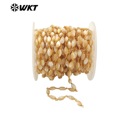 WT-RBC240 New Handmade Wire Wrapped Natural Trumpet Shell Beads Jewelry Chain for Necklace or DIY Making Findings
