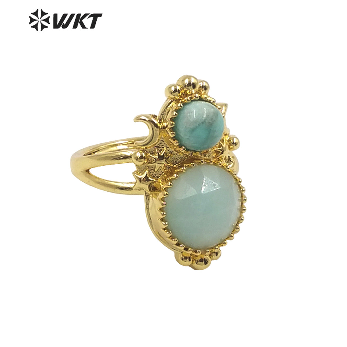 WT-R477 New Design Vintage Gemstone Ring With Pearl Charms Women Fashion Gold Plated Peacock Stone Ring Boho Charming Ring