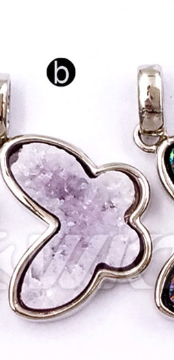 WT-P1325 WKT Wholesale New Arrival Natural Butterfly Drusy Agate Real Gold Silver Plated Pendant for Women