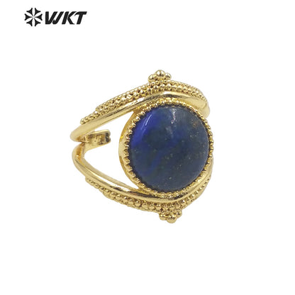 WT-R475 New Design Natural Gemstone Ring With Women Fashion Gold Plated Peacock Stone Ring Boho Charming Ring