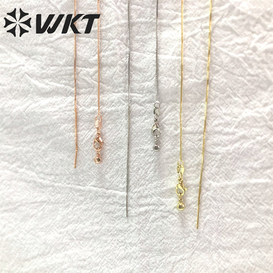 WT-BFN022 Nice and Attractive Jewelry 18k Real Gold Plated Box Chain in Adjustable Brass Pin Chain Women Jewelry Finding Chain