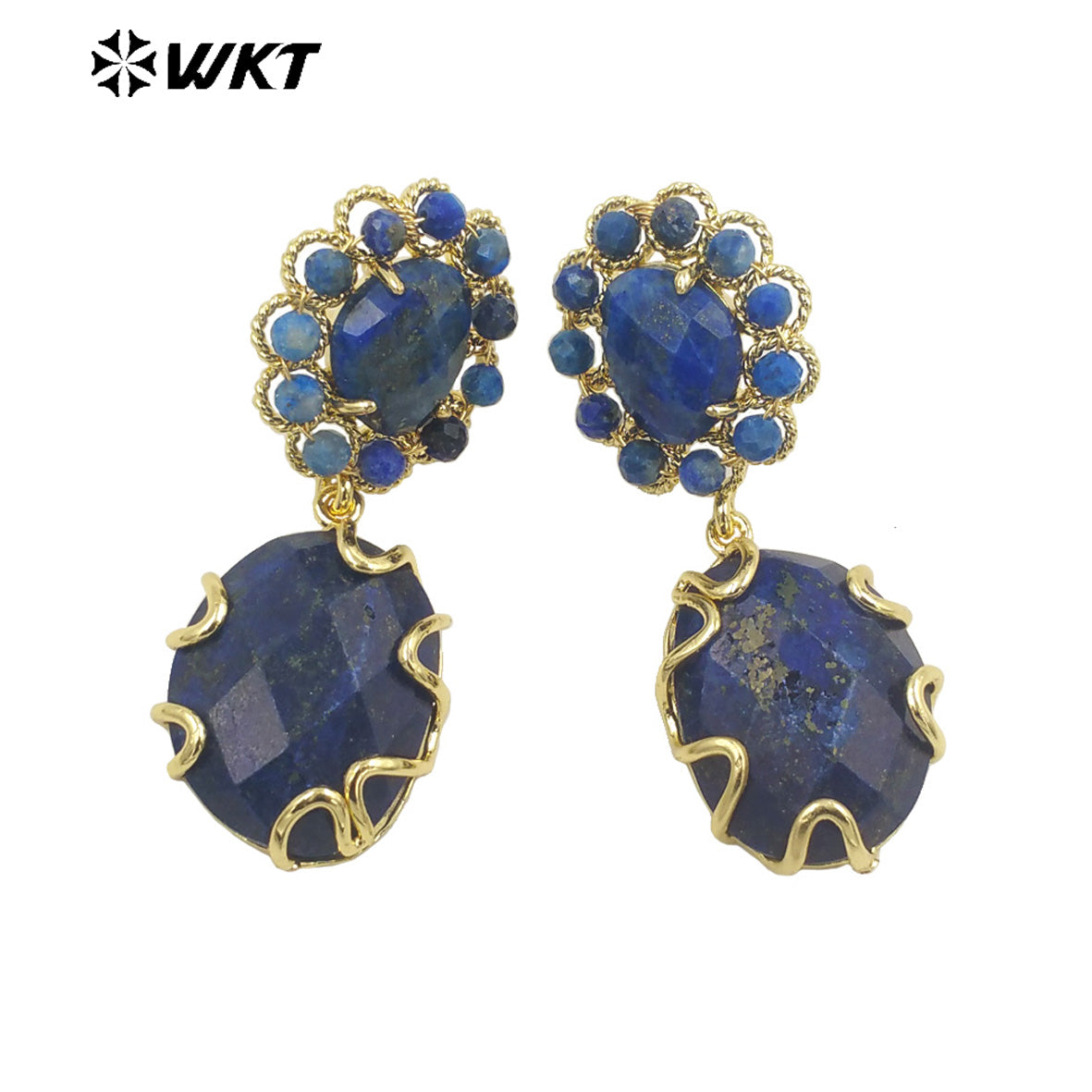 WT-E720 Gorgeous Faceted Stone Made Earrings Women Gold Claw Setting Handmade Sun Stone Dangle Earrings INS Hot Charming Earring