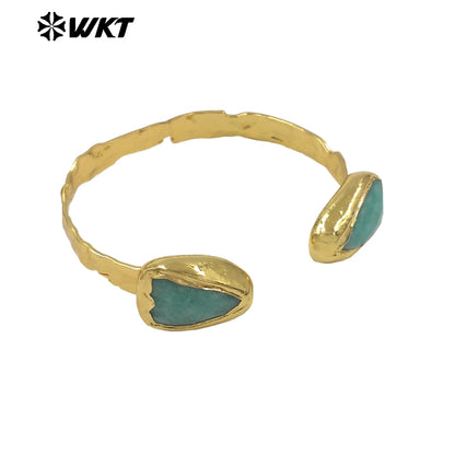 WT-B713 Fashion Popular Design 18K Gold Electroplated Natural Gemstones Heart Shape Bangles For Women Sweet Style Jewelry