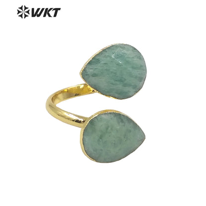 WT-R402 Adorable Labradorite Sun Stone Natural Stone Adjustable Ring Surface Smooth Unblemished Gemstone Ring