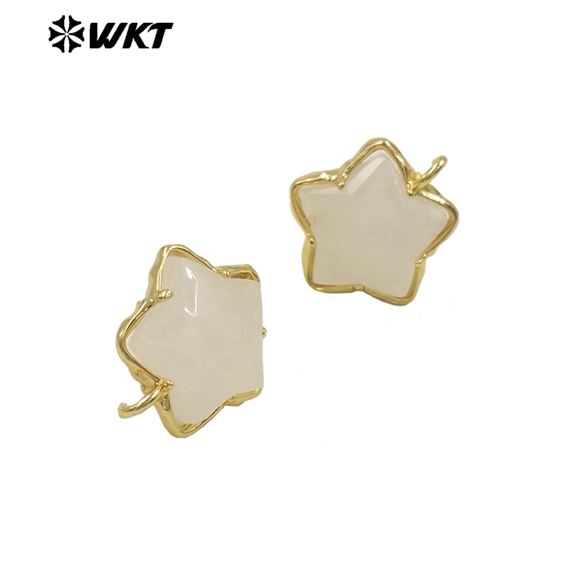 JFE119 Newest Fashion 18K Gold Plated Stone in Prong Setting With One Hoop Star Earring Studs Accessory