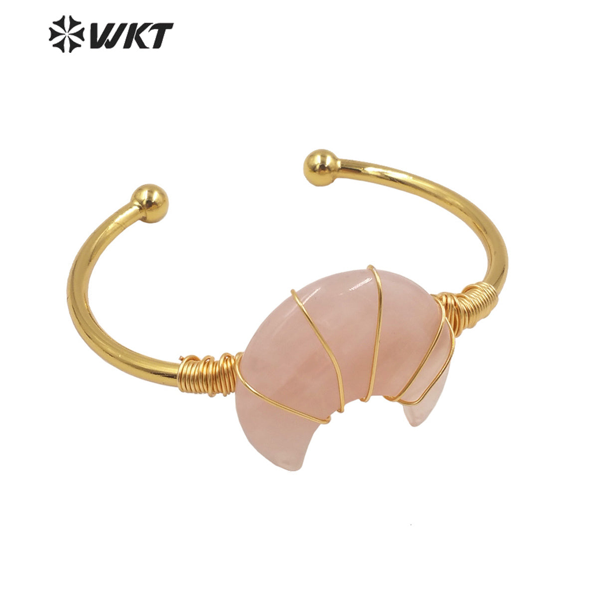 WT-B604 Natural Stone Bangles Delicate Crescent Stone Bangles Opening Adjustable Charming Bamgles Natural Gemstone Bangles
