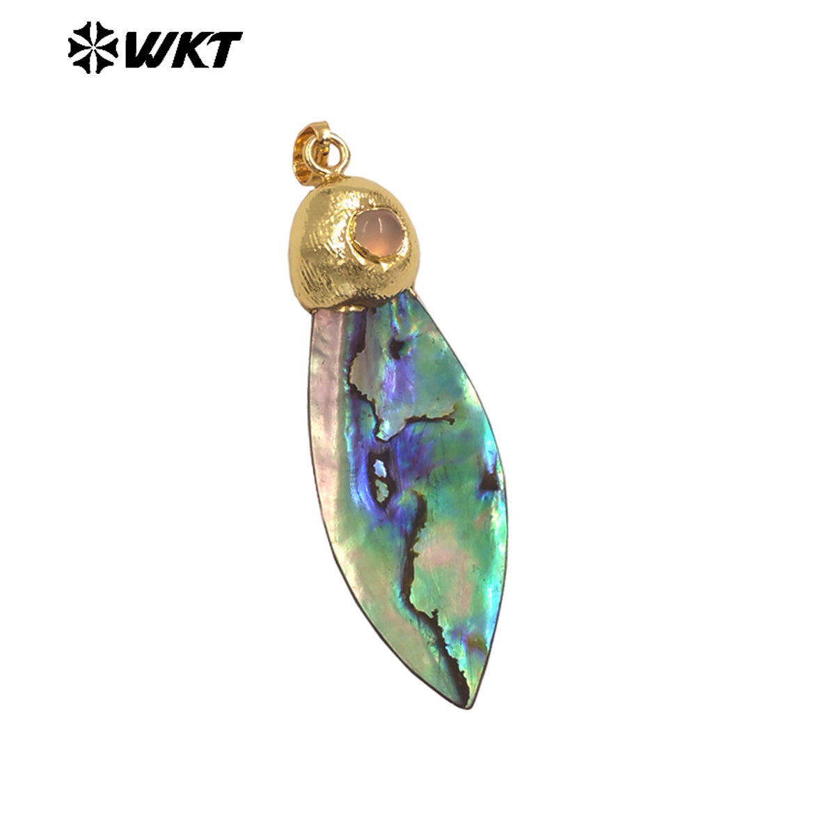 WT-JP447 Wholesale Vintage Design Gold Plated Natural Abalone Shell Sword Shape Little Pendants As Earrings Necklace DIY Finding