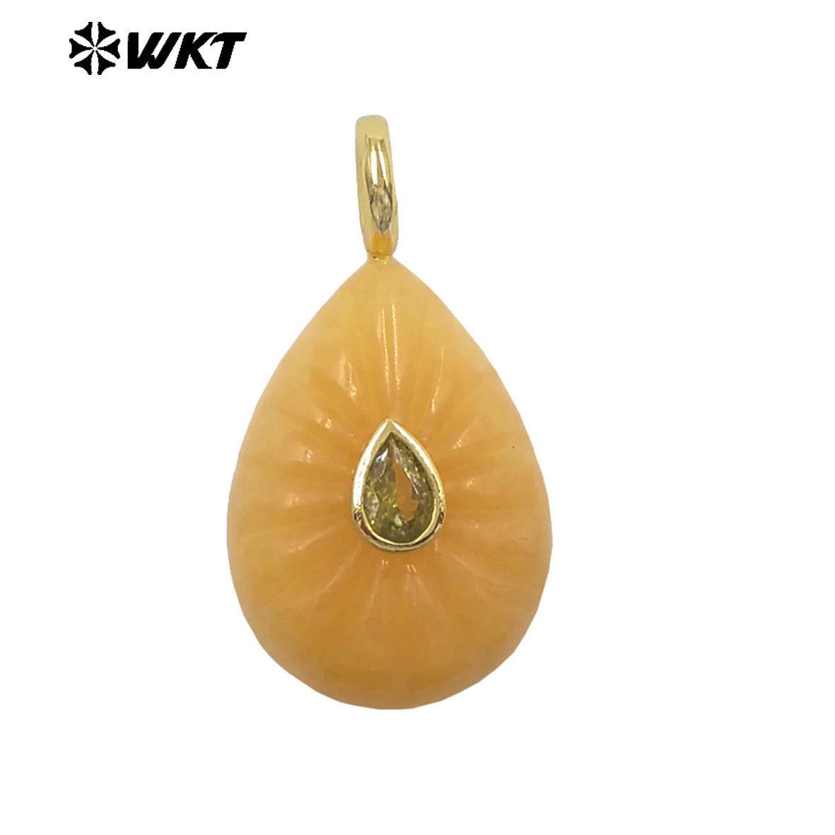 WT-P2142 Simple Fashionable Style Natural Gemstones Setting In Zircon Waterdrop Shape Pendant As Female Necklace Findings