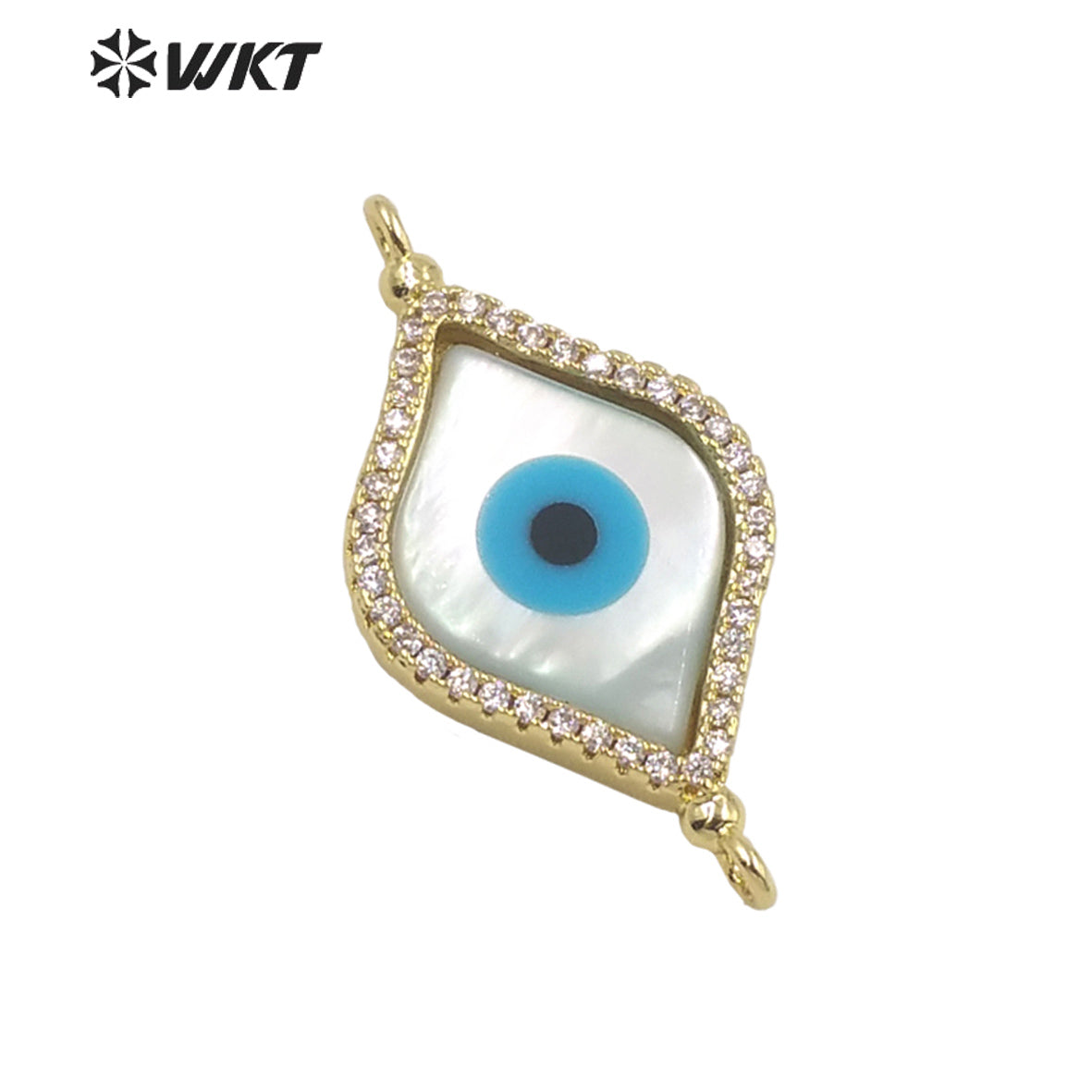 WKT-MP225 White Turkey the Eye Shells Pendant Romantic Fantasy Zircon Inlaid Shine and Moving Fashion Pendant for Lady