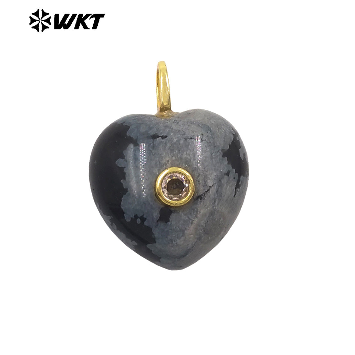 WT-P2111 Delicate Romantic Zircon And Natural Gemstones Smooth Heart Shape Little Pendants For Female Necklaces Making