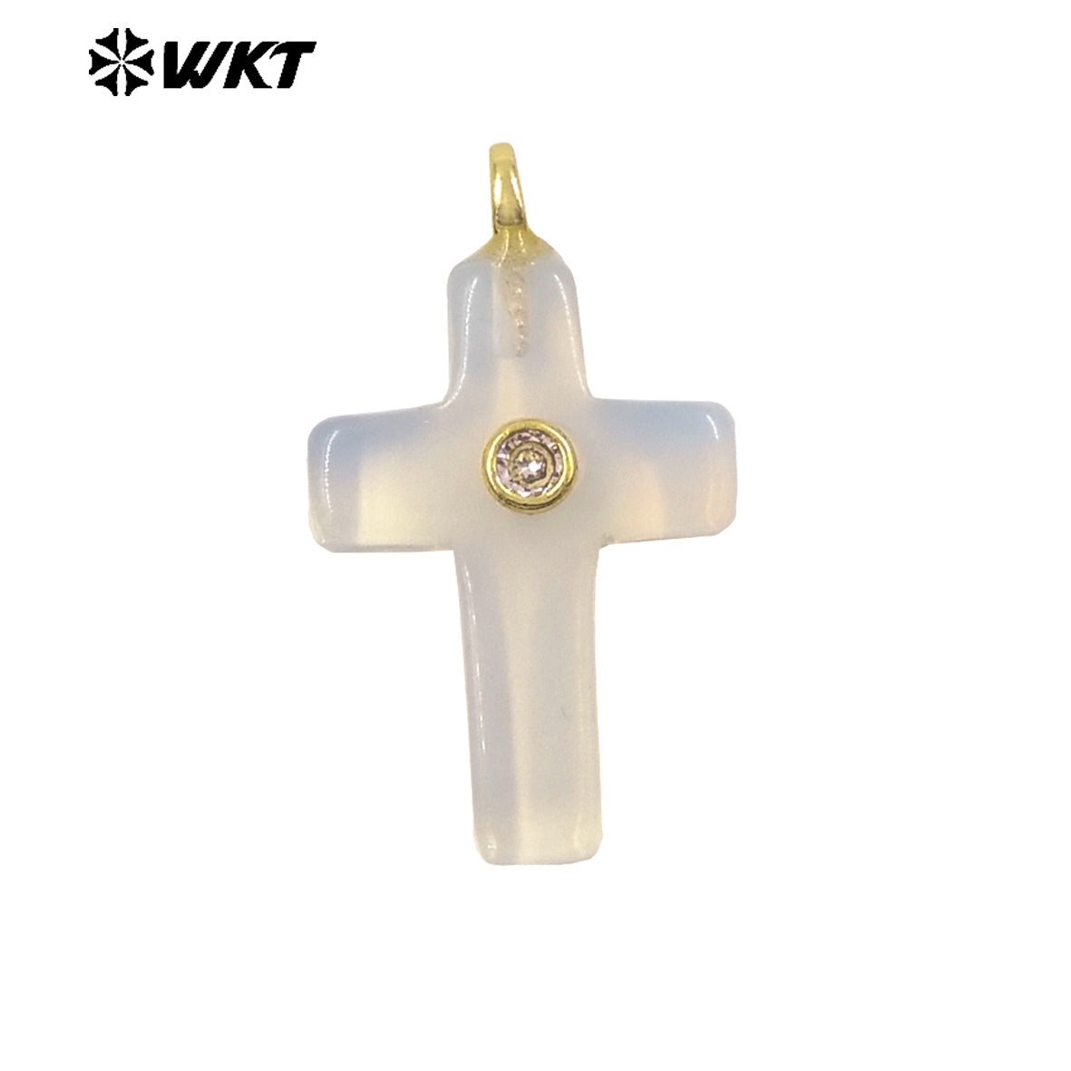 WT-P2110 High Quality Natural Gemstones Setting In Zircon Cross Shape Charms Pendants For Women Handmade Earrings Design