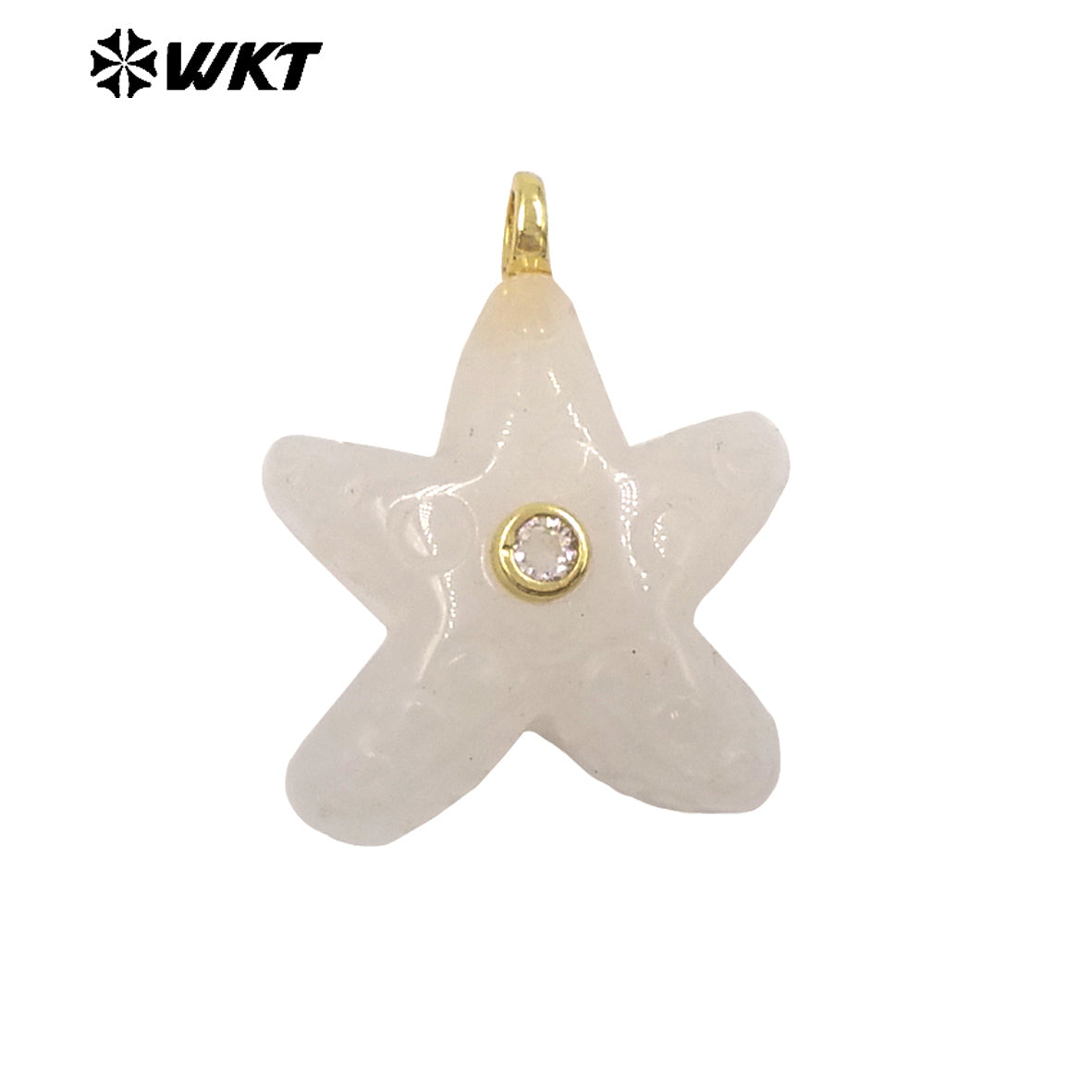 WT-P2108 Lovely Sweet Style Zircon And Natural Gemstones Starfish Shape Small Pendants For Girl Friends Necklace Jewelry DIY